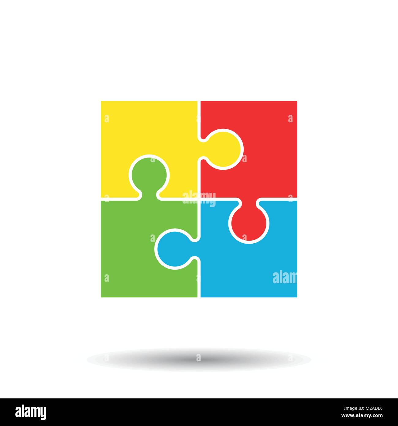 Puzzle Symbol. Flache Vector Illustration. Puzzle Spiel das Symbol mit Schatten auf weißem Hintergrund. Stock Vektor