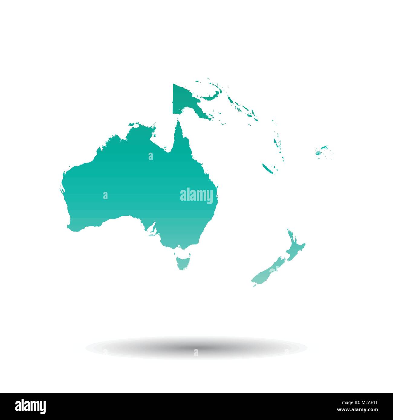Australien und Ozeanien Karte. Bunte türkis Vector Illustration auf weißem Hintergrund isoliert. Stock Vektor
