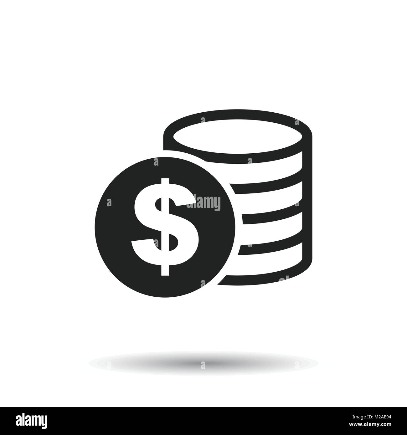 Geld Symbol auf weißem Hintergrund. Münzen Vector Illustration im flachen Stil. Symbole für Design, Website. Stock Vektor