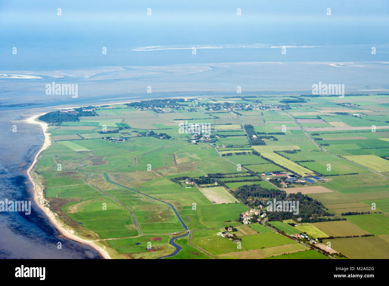 Luftaufnahme aus dem Nationalpark Schleswig-Holsteinisches Wattenmeer in Deutschland Stockfoto