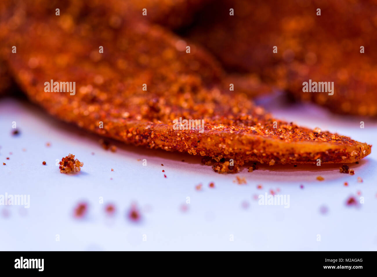Chili Mangos schmecken köstlich und sind eine traditionelle mexikanische süßen und pikanten Snack Stockfoto