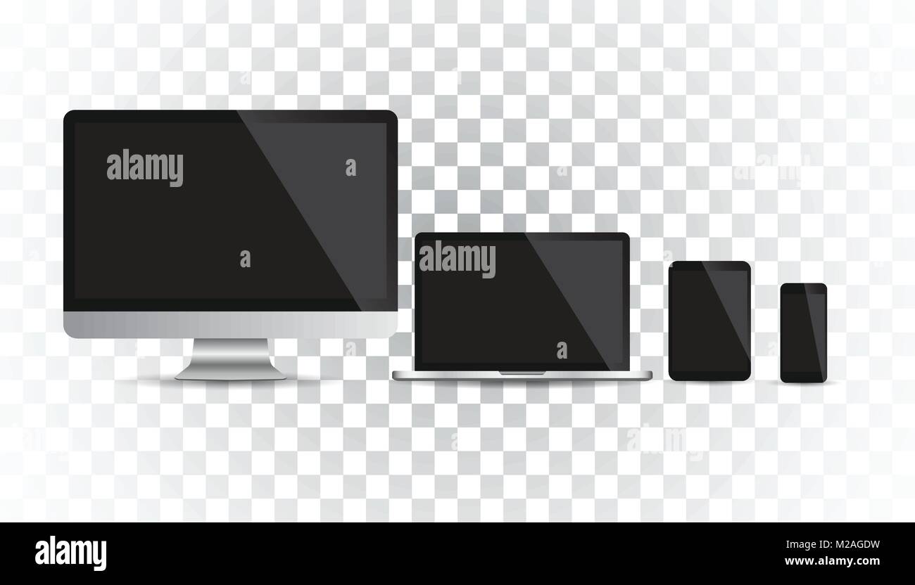 Realistische Gerät Flach Symbole Smartphone Tablet Pc Laptop Und