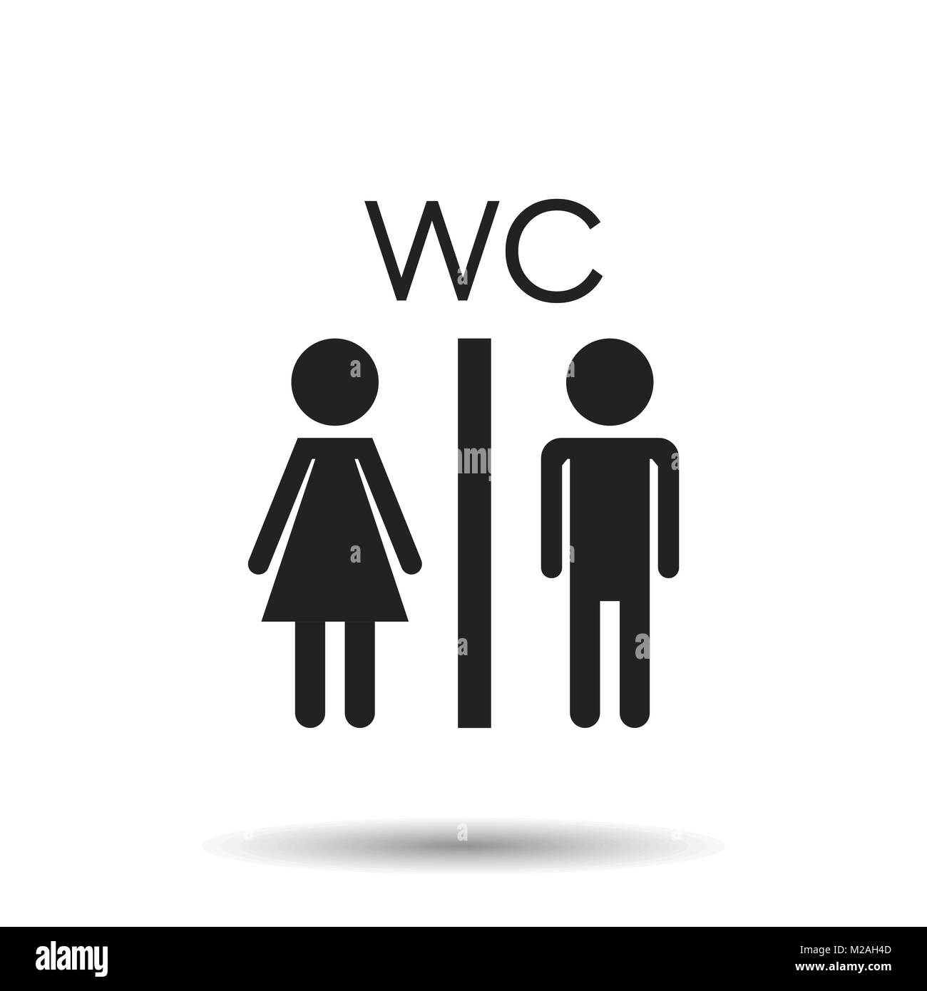 Vektor wc, Toilette Symbol auf weißem Hintergrund. Moderne Männer und Frauen flach Piktogramm. Einfache flache Symbol für Web site Design. Stock Vektor