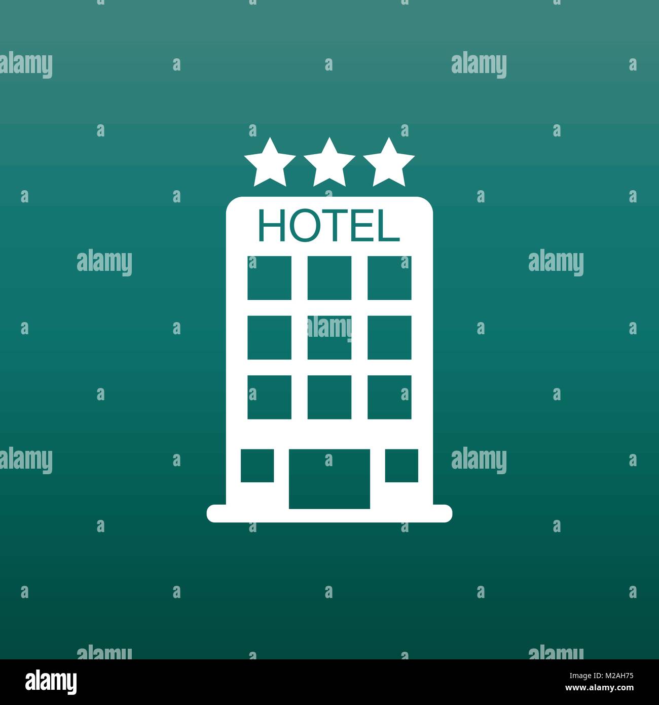 Hotel Icon auf grünem Hintergrund. Einfache flache Piktogramm für Business, Marketing, Internet Konzept. Trendigen, modernen Vektor Symbol für Web site Design oder Mo Stock Vektor