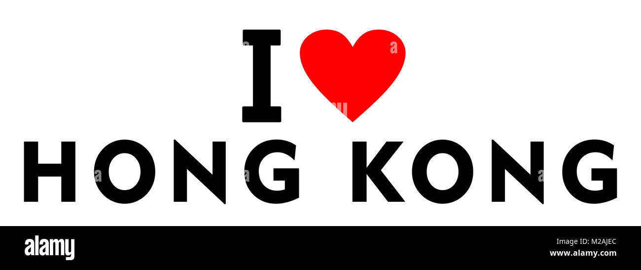 Ich liebe Hong Kong Country Text rot Herzen Nachricht Stockfoto