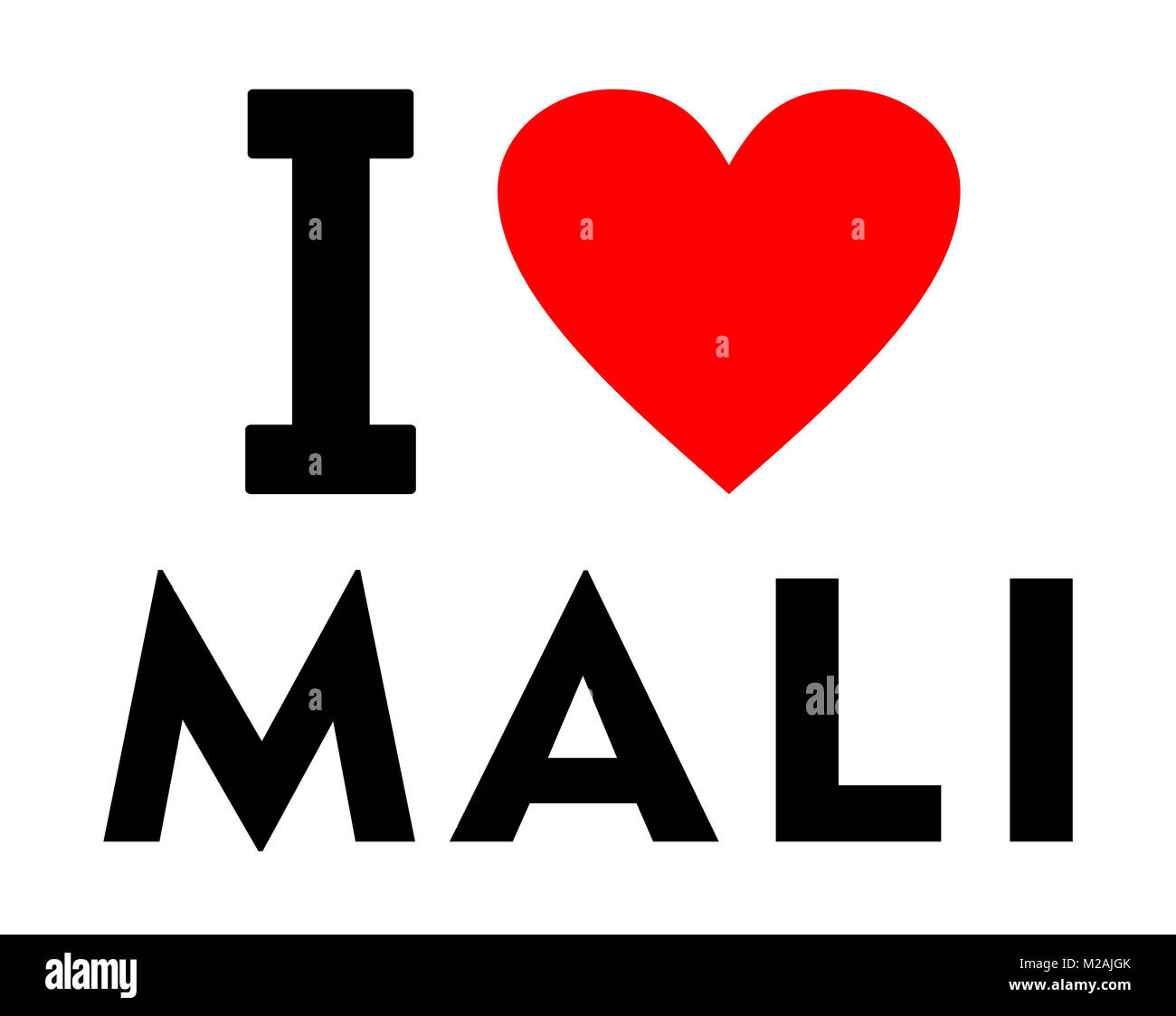 Ich liebe Mali land Text rot Herzen Nachricht Stockfoto