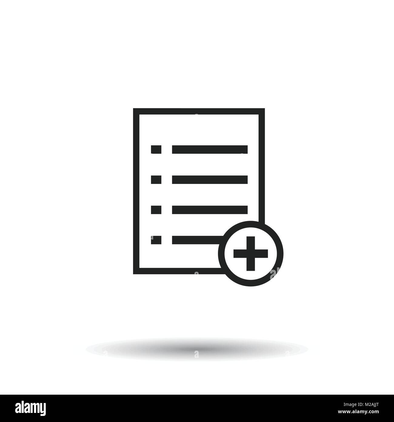 Liste hinzufügen Dokument Symbol Vektor flachbild Abbildung. Isolierte Dokumente Symbol. Papier Seite grafik design Piktogramm Stock Vektor