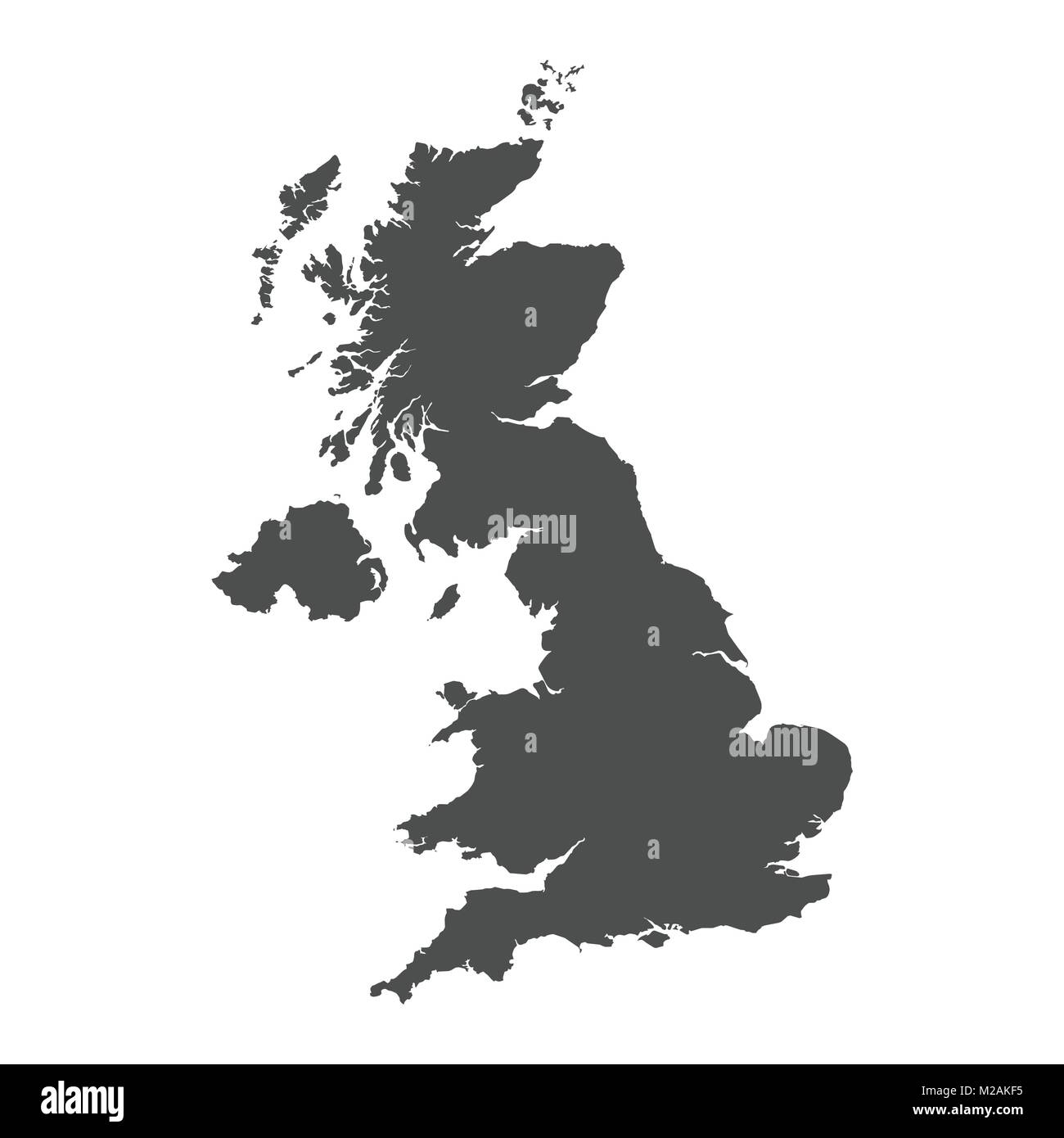 Vereinigtes Königreich Vektorkarte. Schwarzes Symbol auf weißem Hintergrund. Stock Vektor