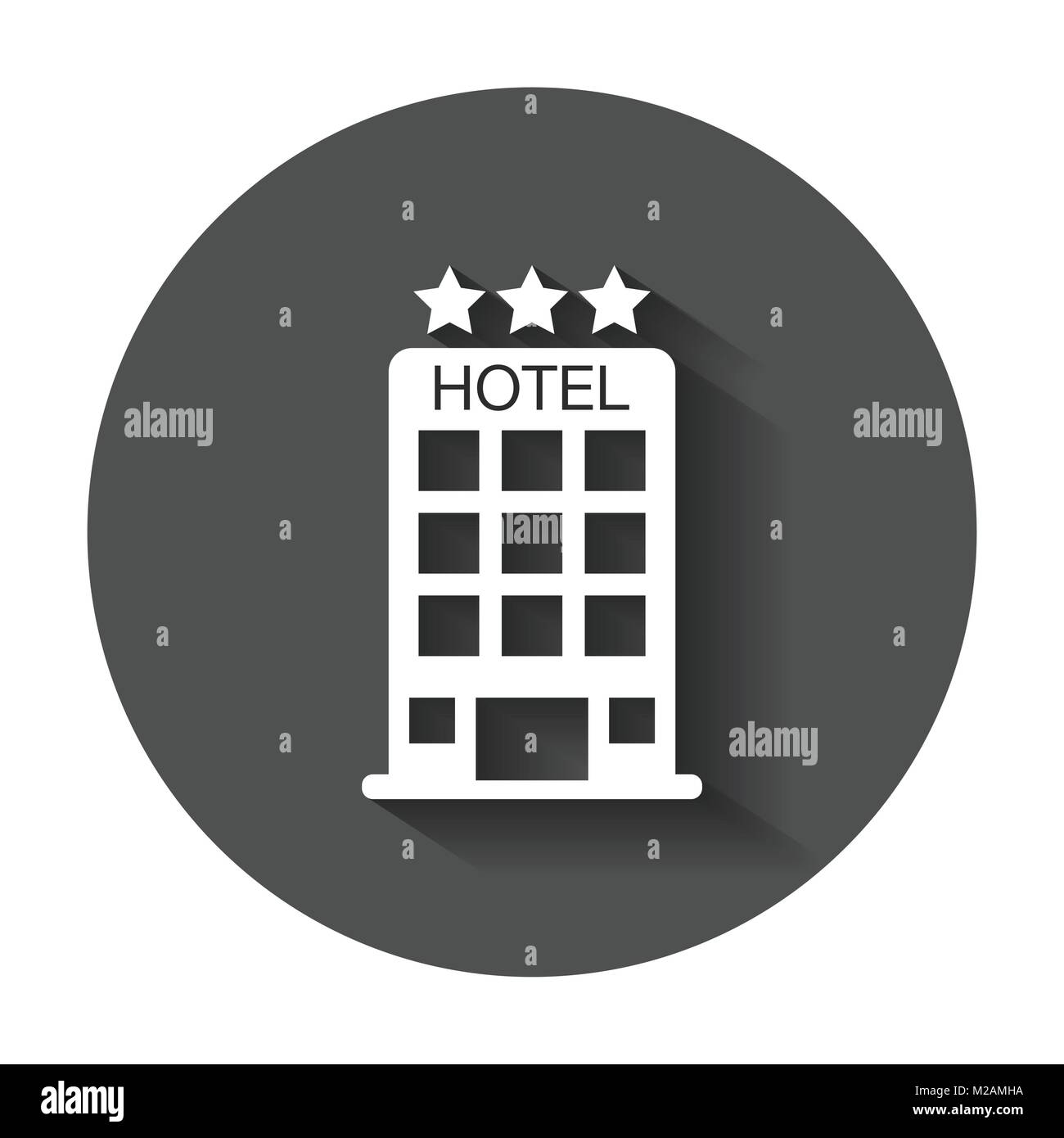 Hotel Icon. Einfache flache Piktogramm für Business, Marketing, Internet Konzept mit langen Schatten. Stock Vektor
