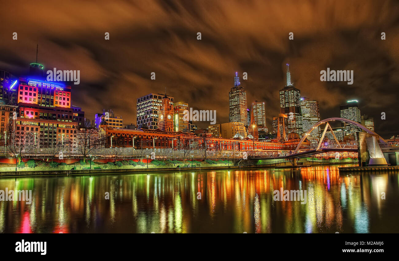 Melbourne Skyline in 2015 getroffen Stockfoto