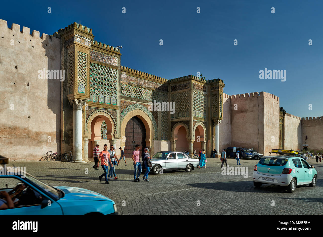 Stadttor Bab Mansour, Meknes, Marokko, Afrika Stockfoto