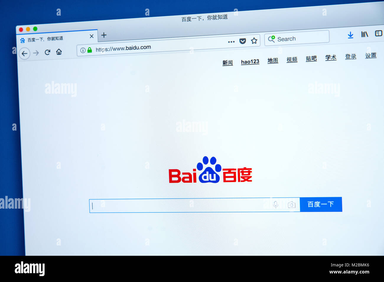 LONDON, UK, 10. Januar 2018: Die Homepage von Baidu.com - das Chinesische web services Unternehmen und einer der führenden Politiker in der Künstlichen Intelligenz Stockfoto