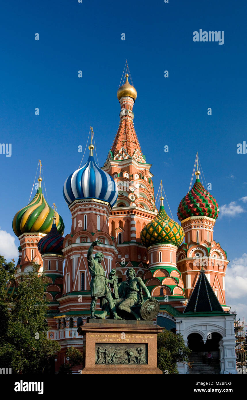Russland. Moskau. Der Rote Platz. Der hl. Basilius Kathedrale. UNESCO-Weltkulturerbe. Stockfoto