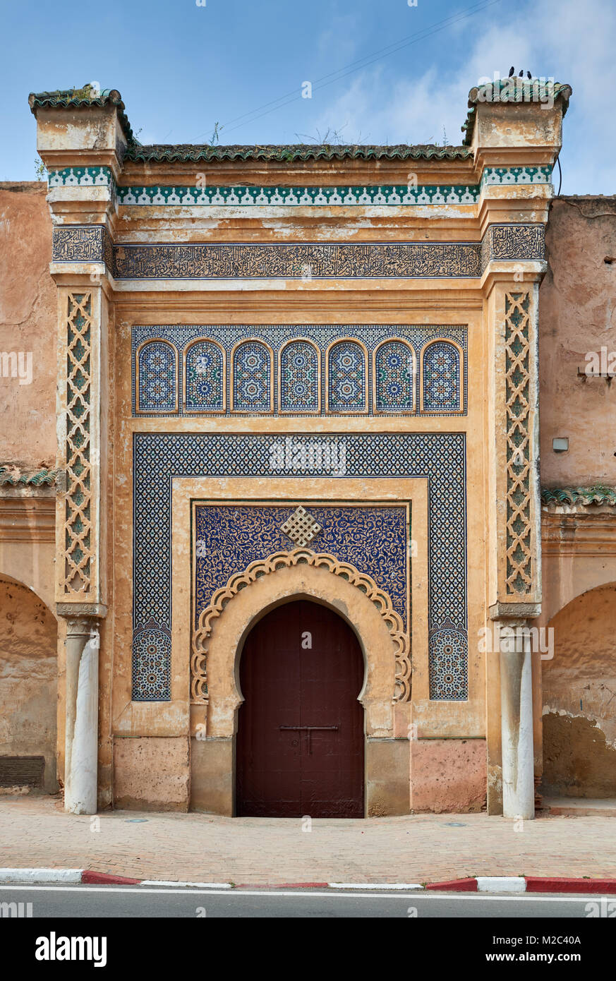 Außenwand von Kings Palace, Meknes, Marokko, Afrika Stockfoto