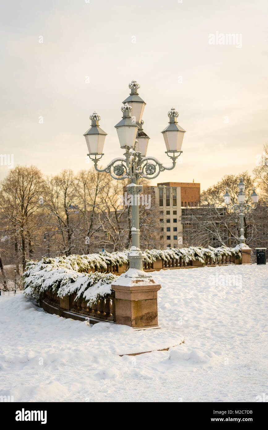 Lampen in der Nähe von Royal Palace, Oslo, Norwegen Stockfoto