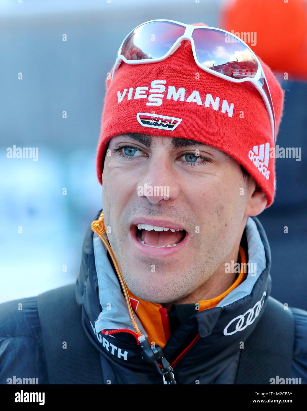 Tobias Reiter, Disziplintrainer DSV beim IBU Weltcup Biathlon Massenstart Frauen in Ruhpolding Stockfoto