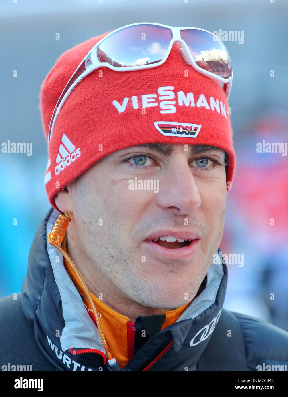 Tobias Reiter, Disziplintrainer beim DSV beim IBU Weltcup Biathlon Massenstart Frauen in Ruhpolding Stockfoto