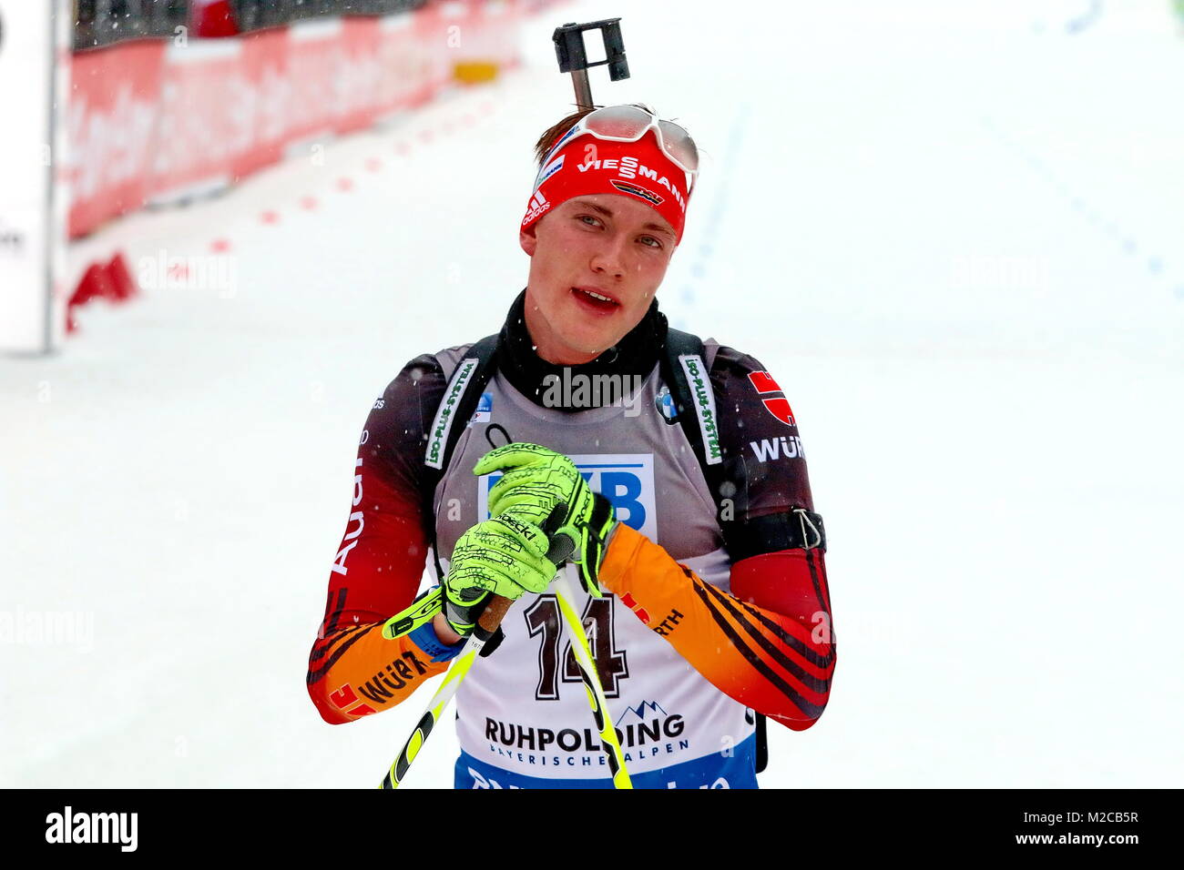 Benedikt DOLL / Dm IBU Weltcup Biathlon Sprint in Ruhpolding im Ziel Stockfoto
