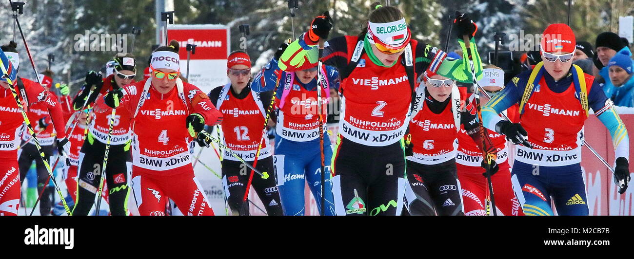 IBU Weltcup Biathlon Massenstart Frauen in Ruhpolding Stockfoto