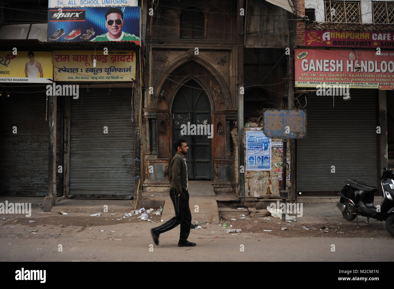 Eine Straße in Paharganj, Indien Stockfoto