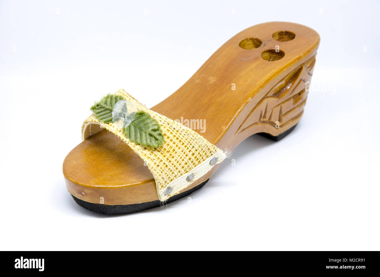 Eine dekorative Stifthalterung in Form eines ladiy Schuh. Stockfoto