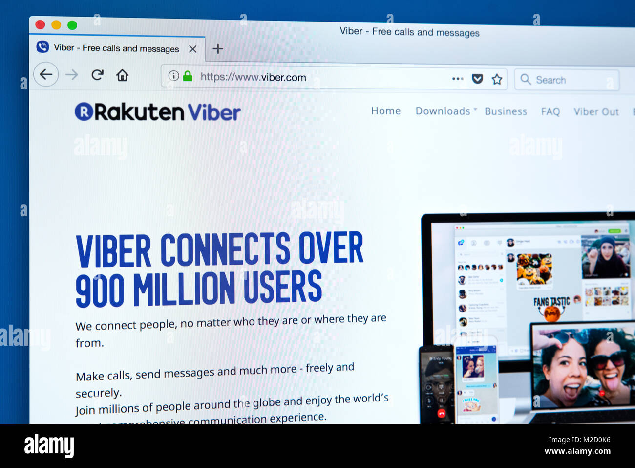 LONDON, UK, 15. Januar 2018: Die Homepage der offiziellen Website für Viber - der Instant-messaging-Anwendung, die am 15. Januar 2018. Stockfoto