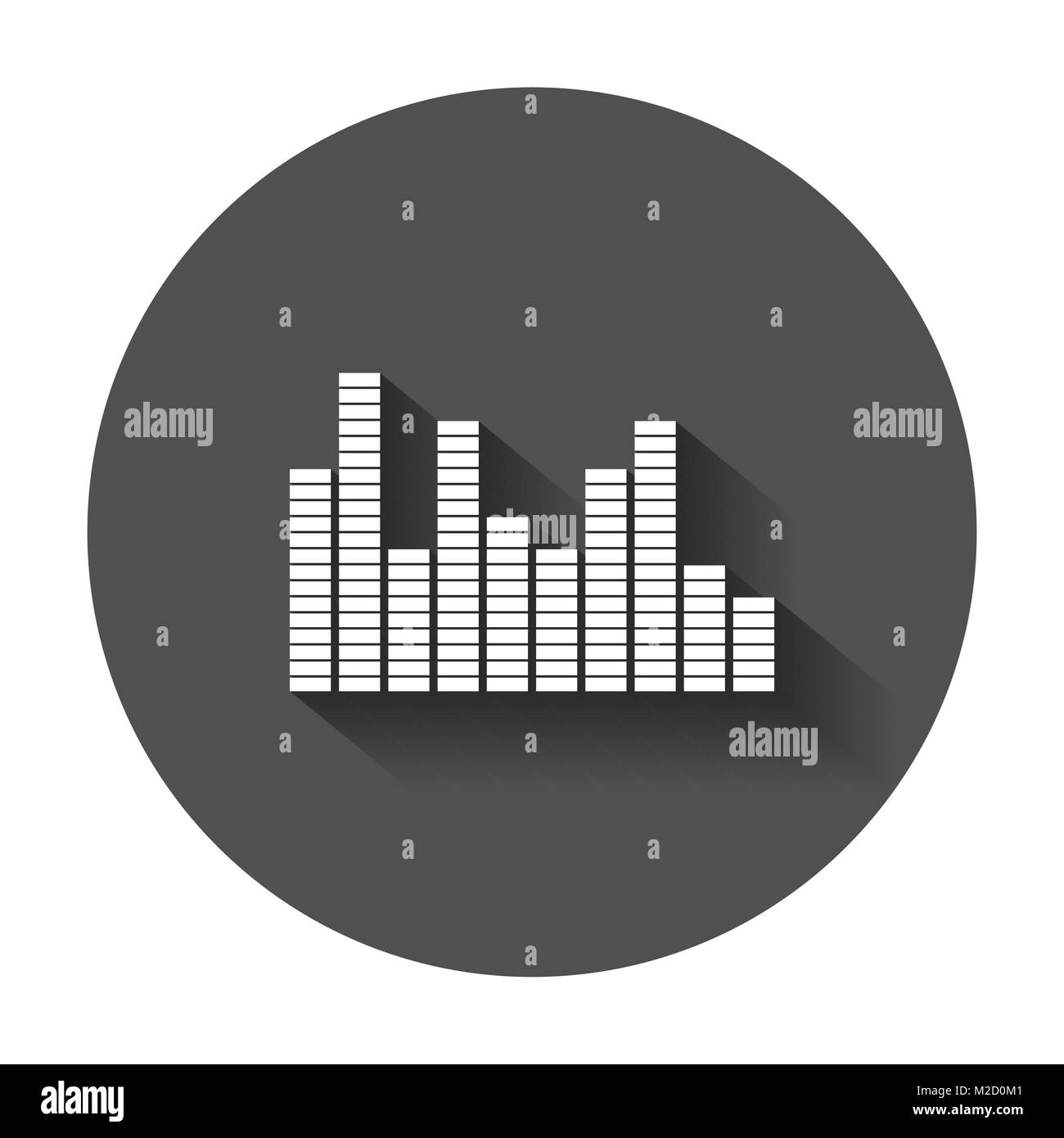 Vektor Wellenformen Symbol. Schallwellen und musikalische Impuls Vector Illustration mit langen Schatten. Stock Vektor