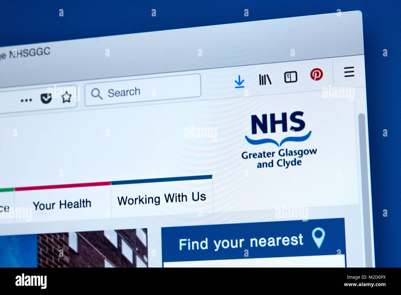 LONDON, UK, 15. Januar 2018: Die Homepage der offiziellen Website für das NHS Greater Glasgow und Clyde, die am 15. Januar 2018. Stockfoto