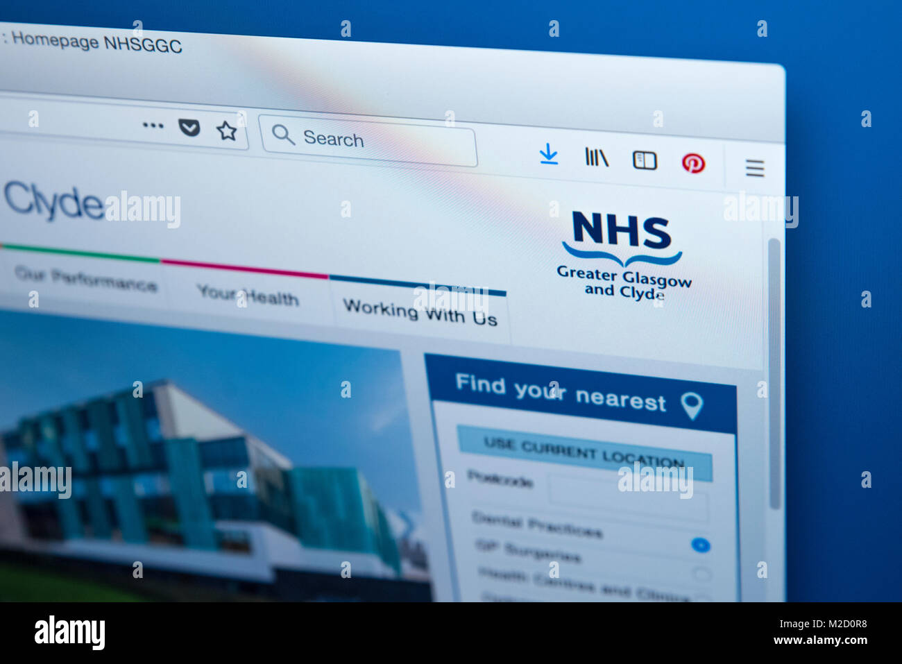 LONDON, UK, 15. Januar 2018: Die Homepage der offiziellen Website für das NHS Greater Glasgow und Clyde, die am 15. Januar 2018. Stockfoto