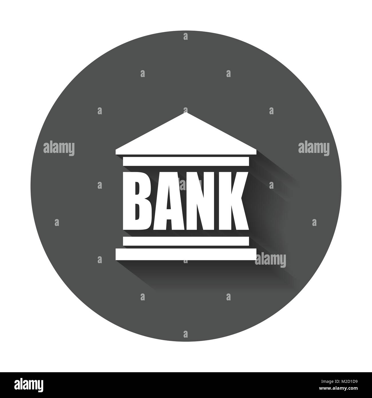 Bank Gebäude Symbol im flachen Stil. Museum Vector Illustration mit langen Schatten. Stock Vektor