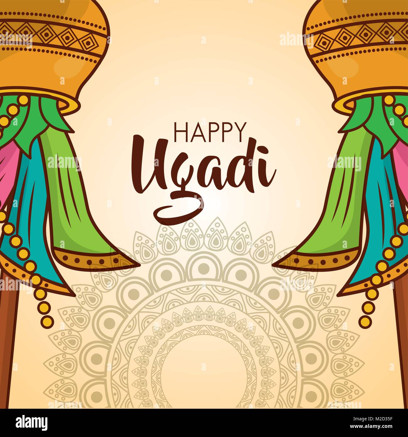 Happy ugadi Karte mandalas Feier Kultur Stock Vektor