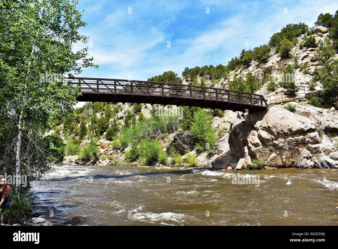 Metall Brücke über den Arkansas River in Buena Vista Colorado Stockfoto