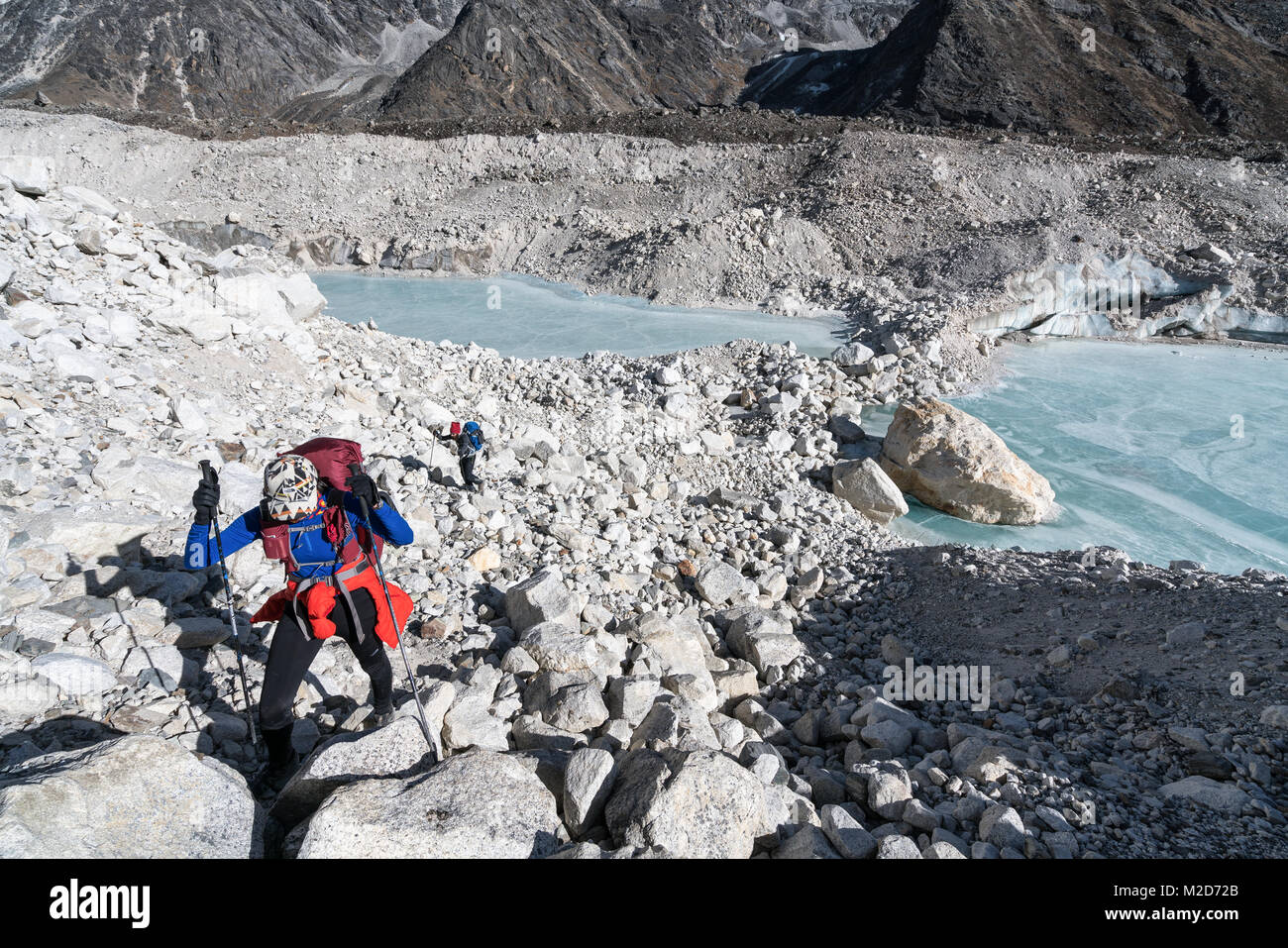Über den Khumbu Gletscher Lobuche, Nepal Stockfoto