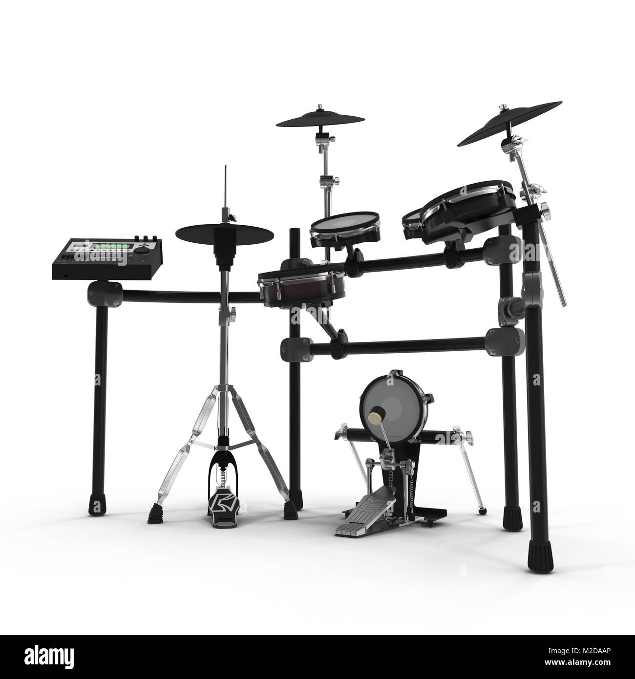 Elektronische Drum Kit auf Weiß. 3D-Darstellung Stockfoto