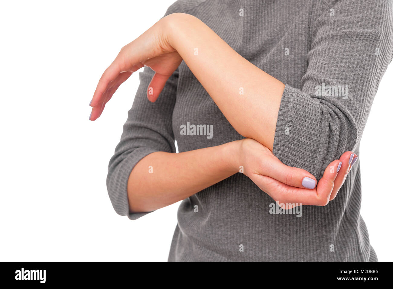 Schmerzen in den Ellenbogen. Stockfoto