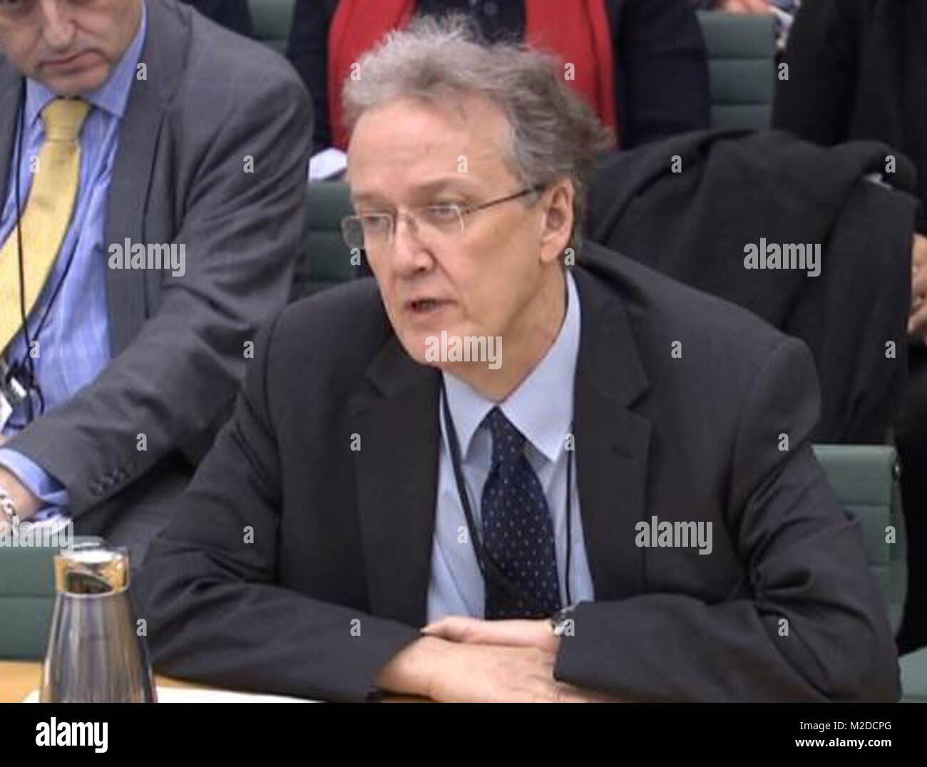 Zeugen Professor Nick Hardwick, Vorsitzende der Bewährungsausschuss für England und Wales, gibt Hinweise auf die Gerechtigkeit Select Committee des House of Commons in London zu den Themen der Bewährungsausschuss. Stockfoto