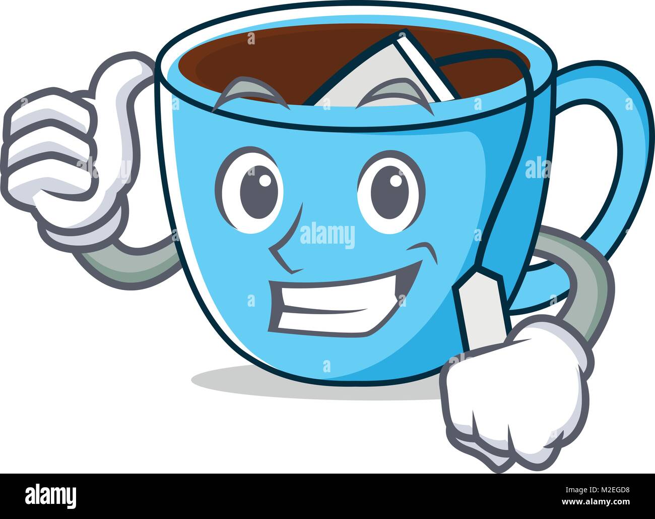 Daumen hoch Tee Tasse Charakter Cartoon Stock Vektor