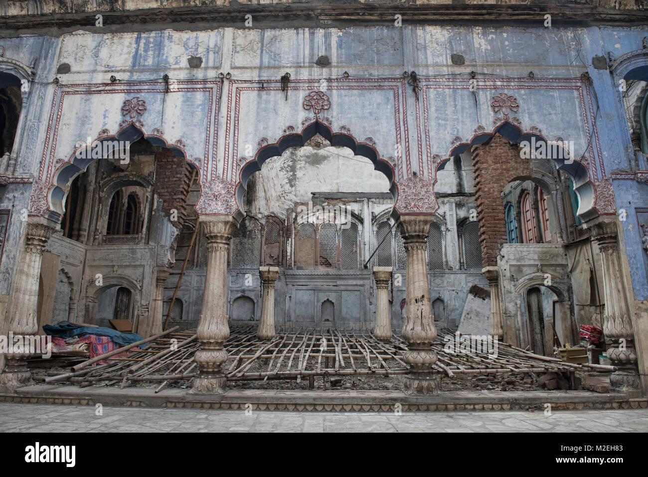 Ruiniert schönen alten haveli Kaufmann home, Old Delhi, Indien Stockfoto