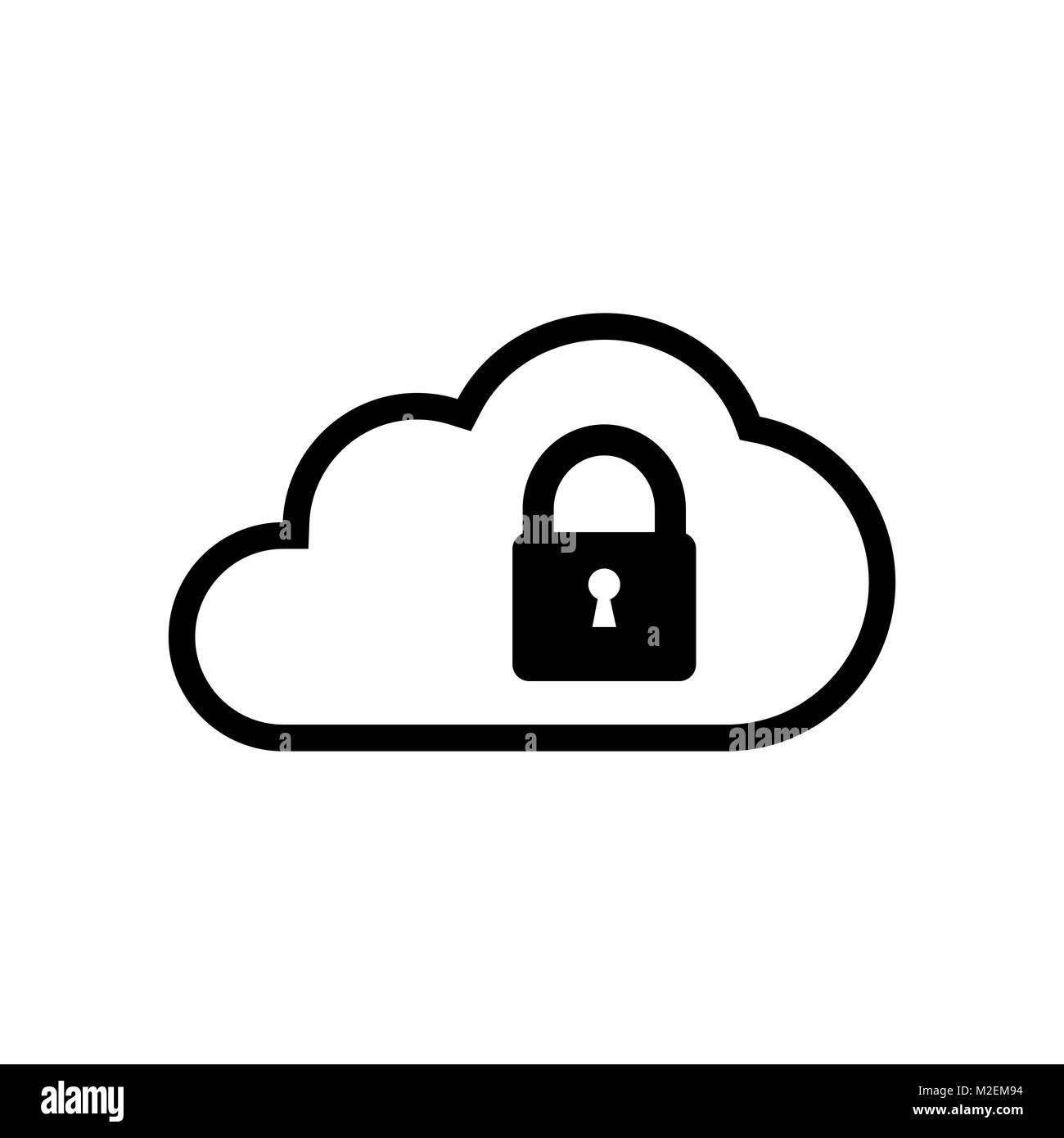 Cloud Security Icon auf Weiß. Cloud lock Design. Stock Vektor