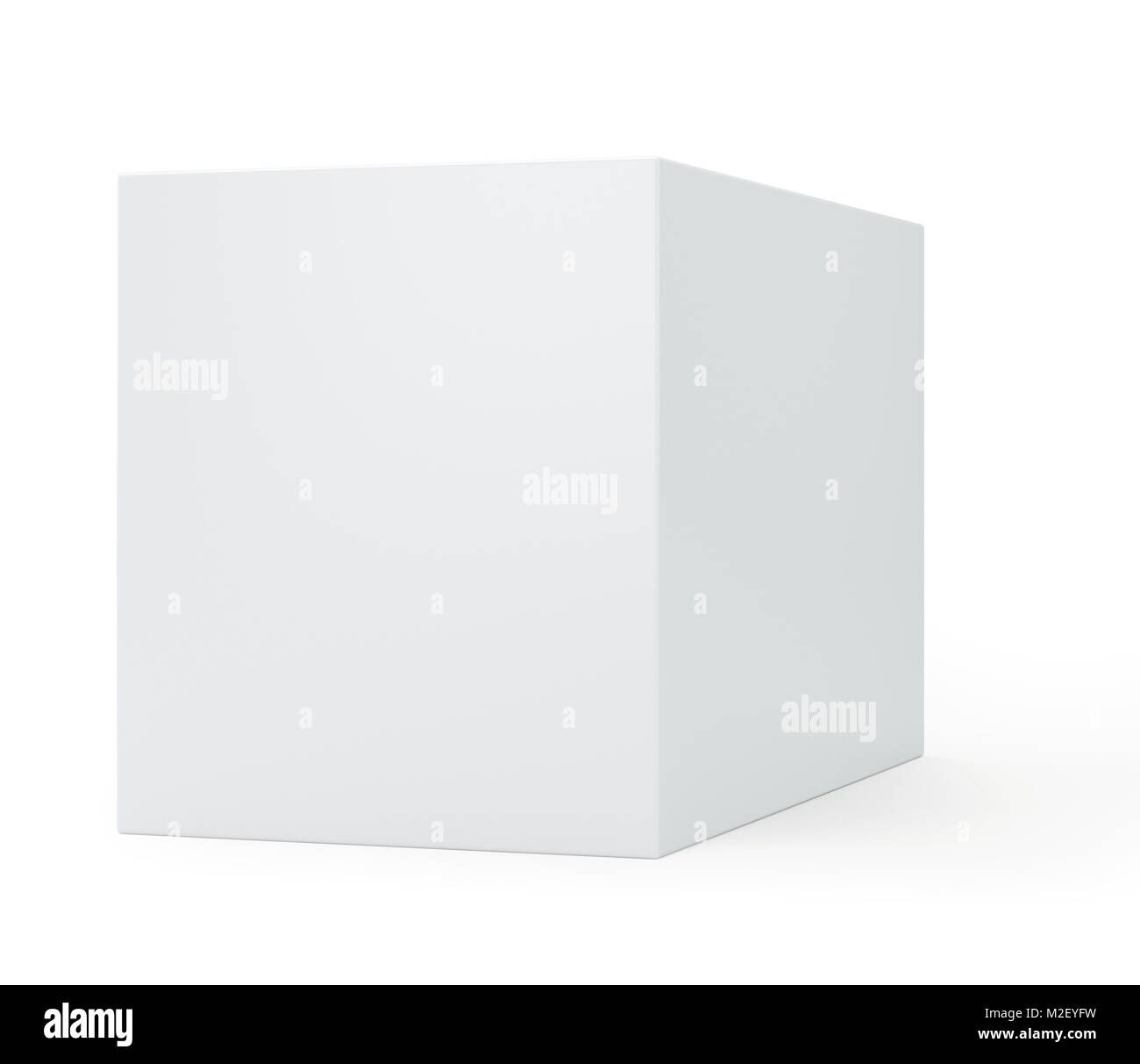 White Cube an der Wall studio Hintergrund. 3D-Darstellung Stockfoto