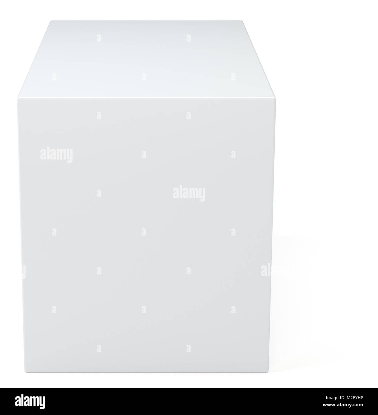 White Box cube im Studio Hintergrund. Leer, leeres Paket 3d-Abbildung. Graue Schatten. Cube oder Square product design Objekt. Stockfoto
