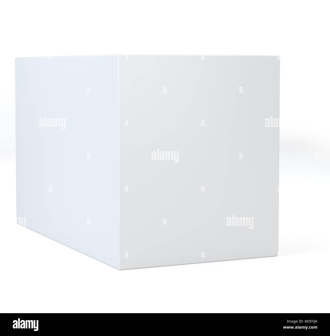 Realistische White Cube mit Schatten. 3D-Darstellung. Stockfoto