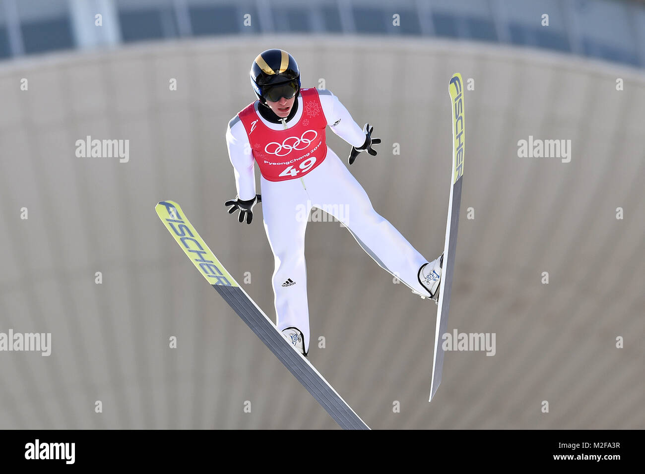 Peter PREVC (SLO), Aktion, gewölbt, Skijjumping, Skispringen, Training am 08.02.2018, Olympische Winterspiele 2018, vom 09.02. - 25.02.2018 in PyeongChang/Suedkorea. | Verwendung weltweit Stockfoto