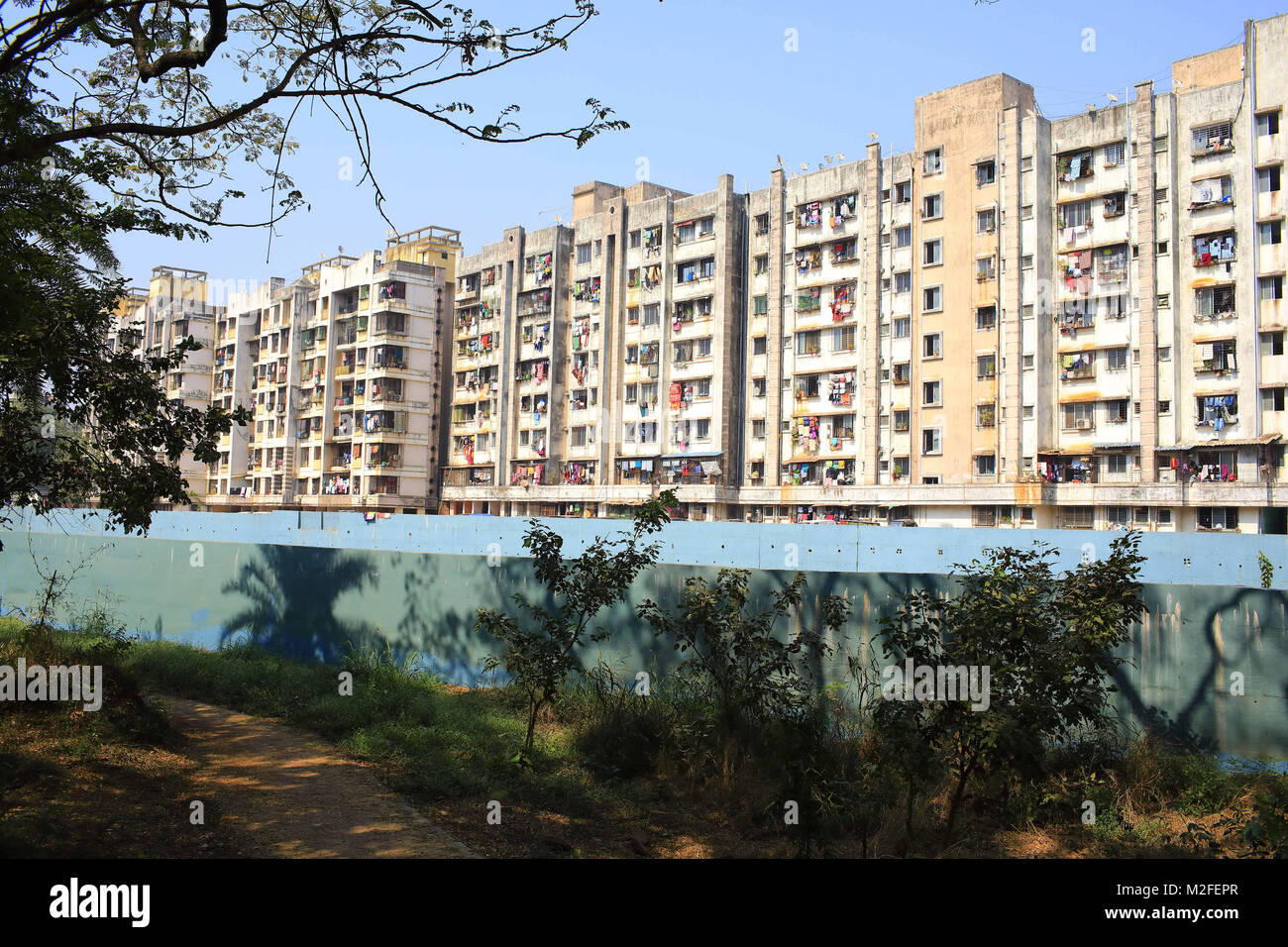 Mumbai, Maharashtra. 2 Feb, 2018. 02 Feb 2018, SGNP - Mumbai, Indien. Menschliche Siedlungen haben direkt vor dem Sanjay Gandhi National Park (SGNP), ist der Wald mit vielen Leoparden und wilde Leben eingegriffen. Riesige Mauern errichtet die wilden Tiere im Zaum zu halten. Noch Leoparden sind bekannt in nahe gelegenen Wohnsiedlungen und Aufenthalt in einem Versteck in den schmalen Gassen Fütterung auf Hunde ihr Lieblingsessen zu verirren und in Kontakt mit Menschen, die zu einem Angriff kommen. Kredit: Kredite:/ZUMA Draht/Alamy leben Nachrichten Stockfoto