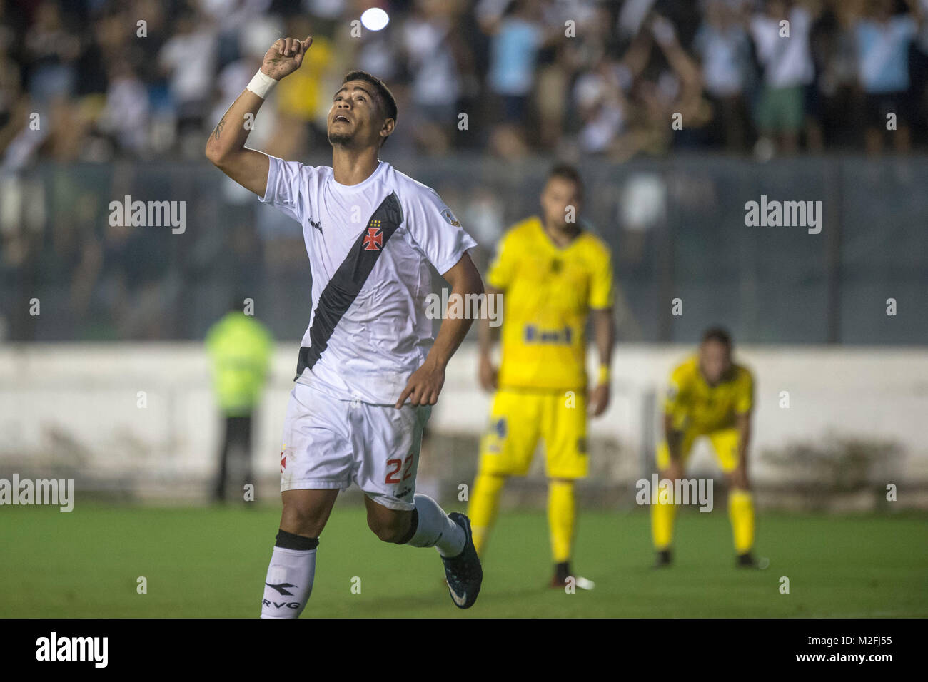 Rio De Janeiro, Brasilien. 07 Feb, 2018. Yago Pikachu feiert Ziel während Vasco da Gama vs Concepcion Universität, für die libertadores Pokal von Amerika, im Estádio de São Januário in Rio de Janeiro, RJ statt. Credit: Celso Pupo/FotoArena/Alamy leben Nachrichten Stockfoto