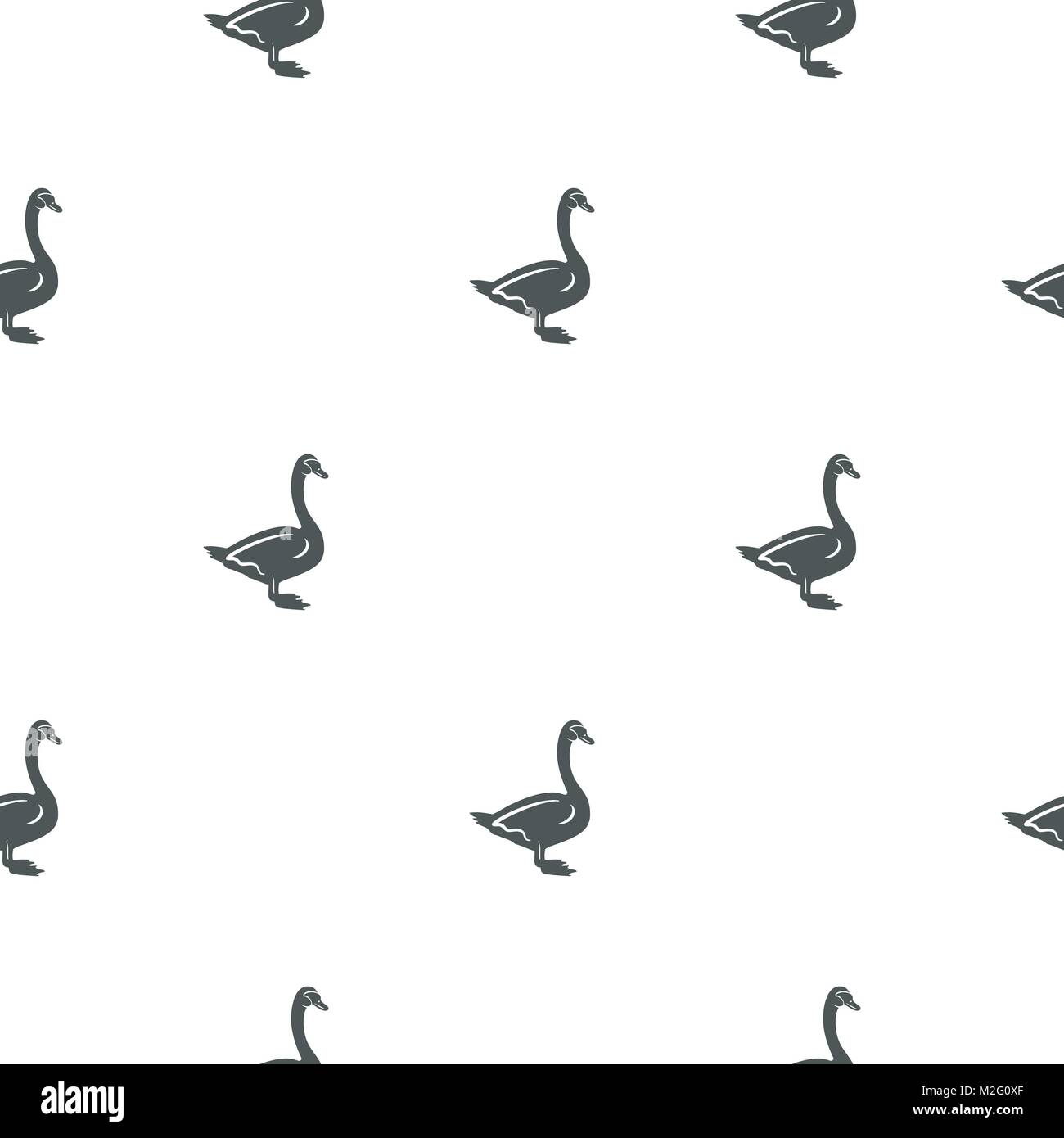 Swan Muster. Nahtlose hintergrund abbildung mit wilden Tier Symbole, Elemente. Einfarbige silhouette Design. Vektor nahtlose Muster isoliert auf weißem Stock Vektor