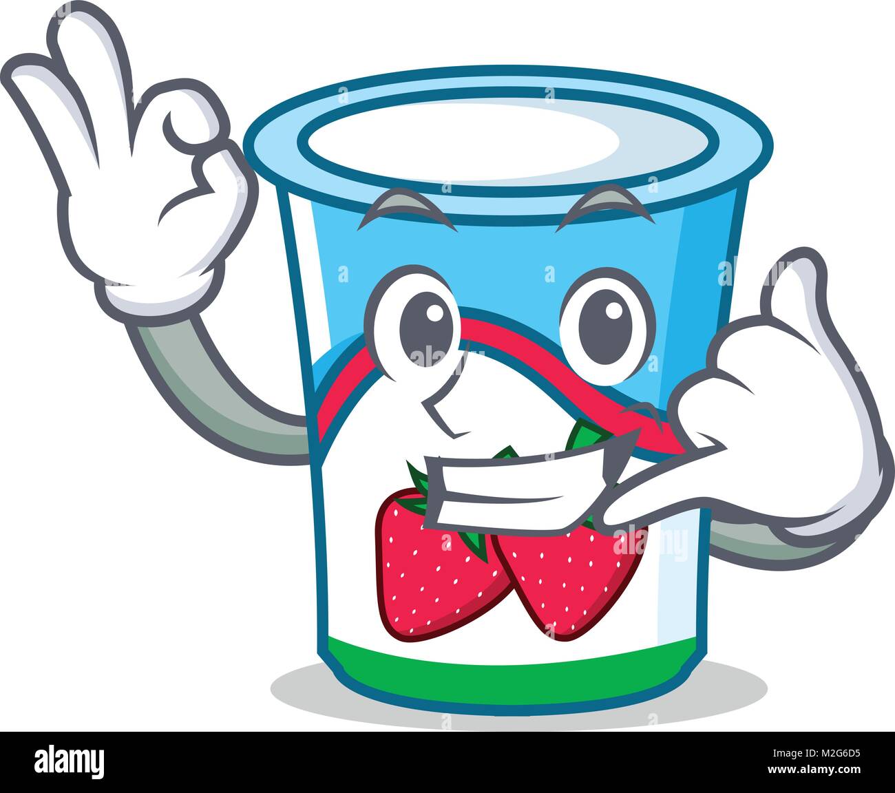 Rufen Sie mich an Joghurt Maskottchen Cartoon Stil Stock Vektor