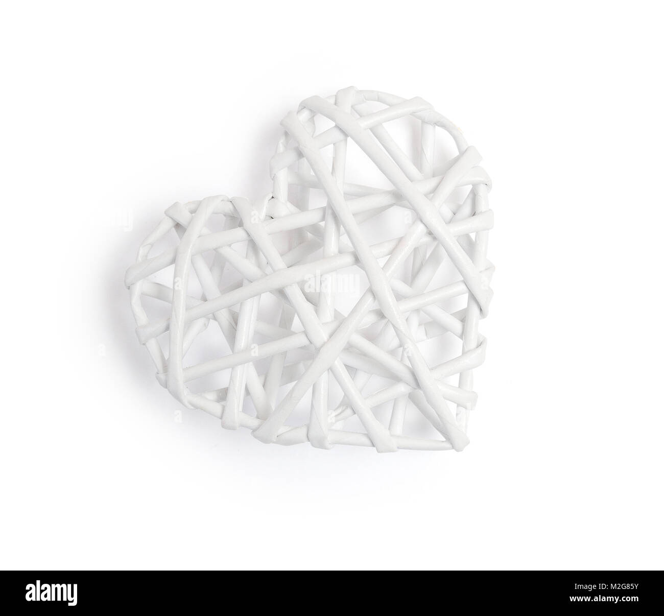 Weißen Herzen auf isolierten Freistellungsmaske auf weißem Hintergrund Vintage, Ansicht von oben Illustration zum Valentinstag oder Hochzeit Stockfoto