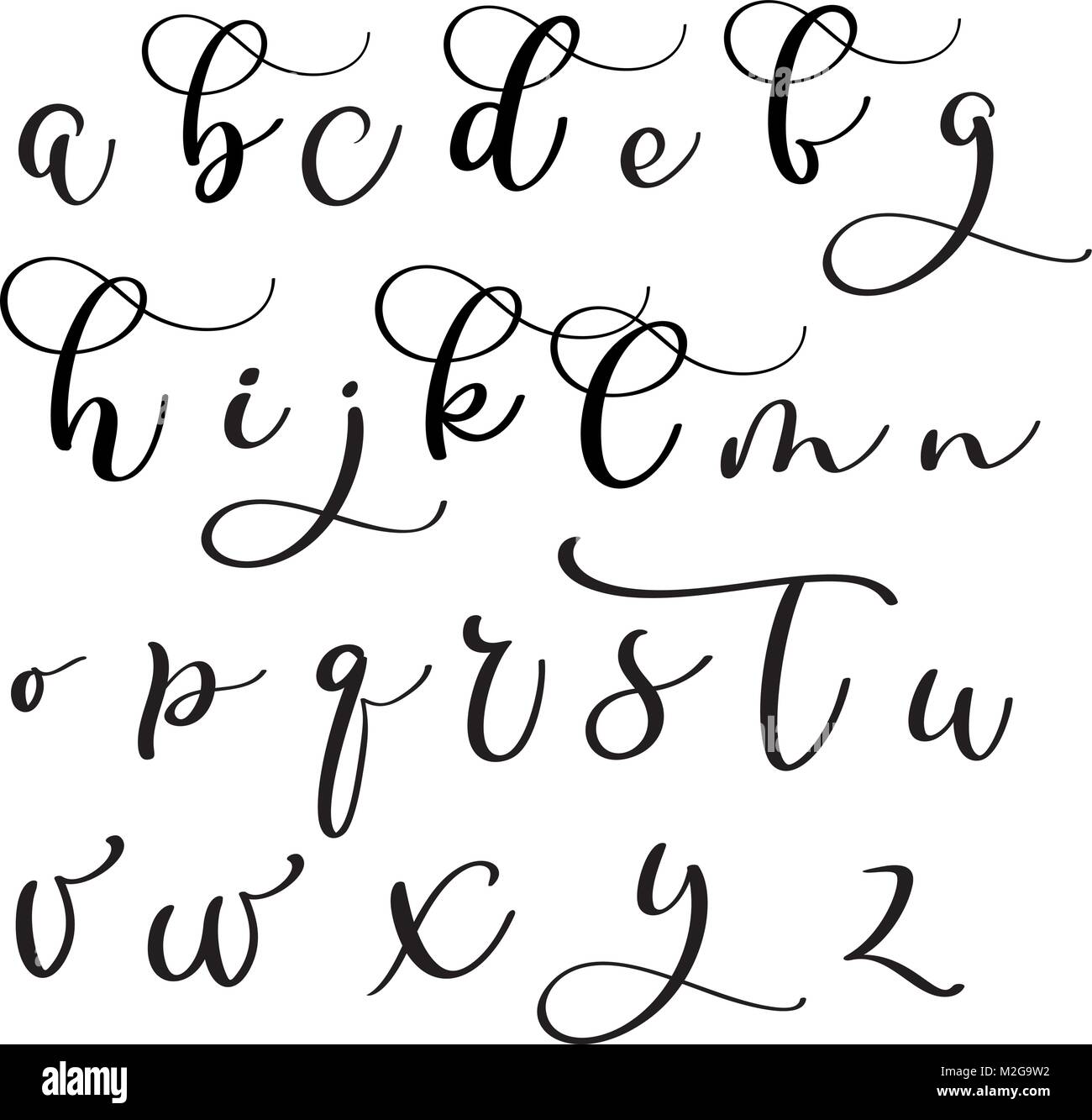 Brushpen Alphabet. Moderne Kalligrafie handgeschriebene Briefe Vector  Illustration Stock-Vektorgrafik - Alamy