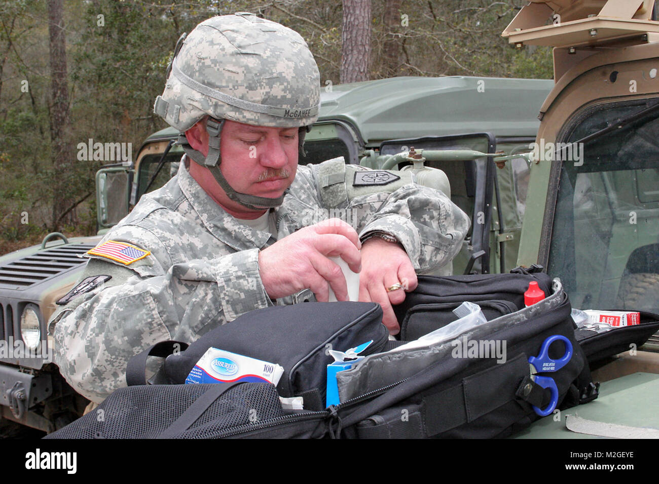 Echo Bereich combat Medic, SPC. James McGhee durch Georgia National Guard Stockfoto
